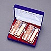 印鑑セット／2本セット／牛皮ケース+セットケース付／M／薩摩本柘・柘／15mm13.5mm／熟練職人の手彫り仕上げ