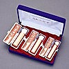 印鑑セット／3本セット／もみ皮ケース+セットケース付／M／薩摩本柘・柘／15mm13.5mm10.5mm／熟練職人の手彫り仕上げ